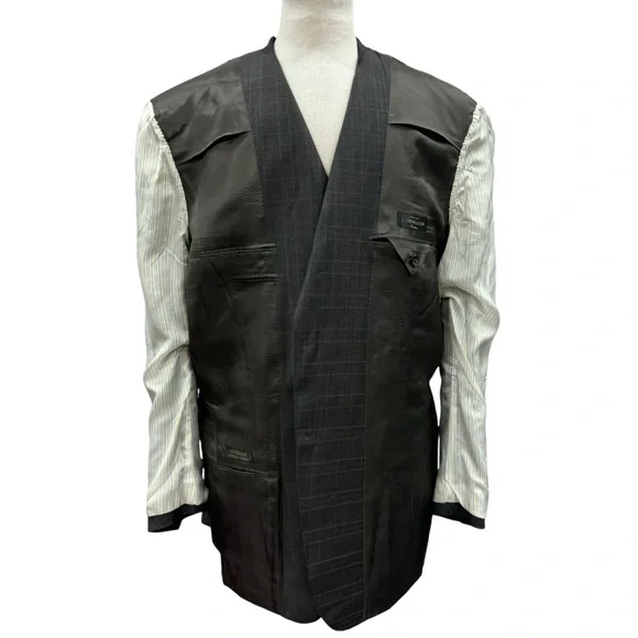Corneliani Windowpane Blazer Jacket Virgin Wool Men’sSize 56R Brown Italy
